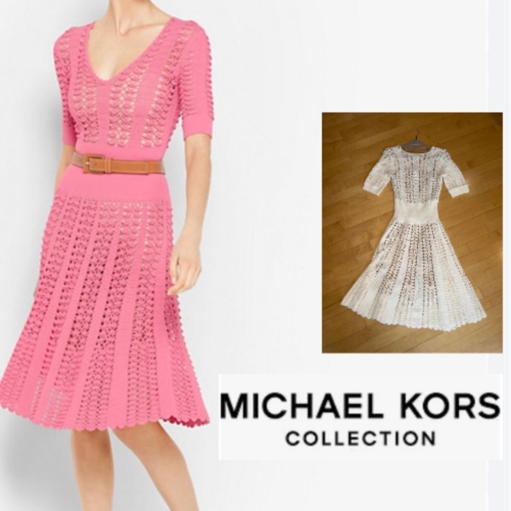 Michael Kors white hand crochet lined dress, S, GD1141